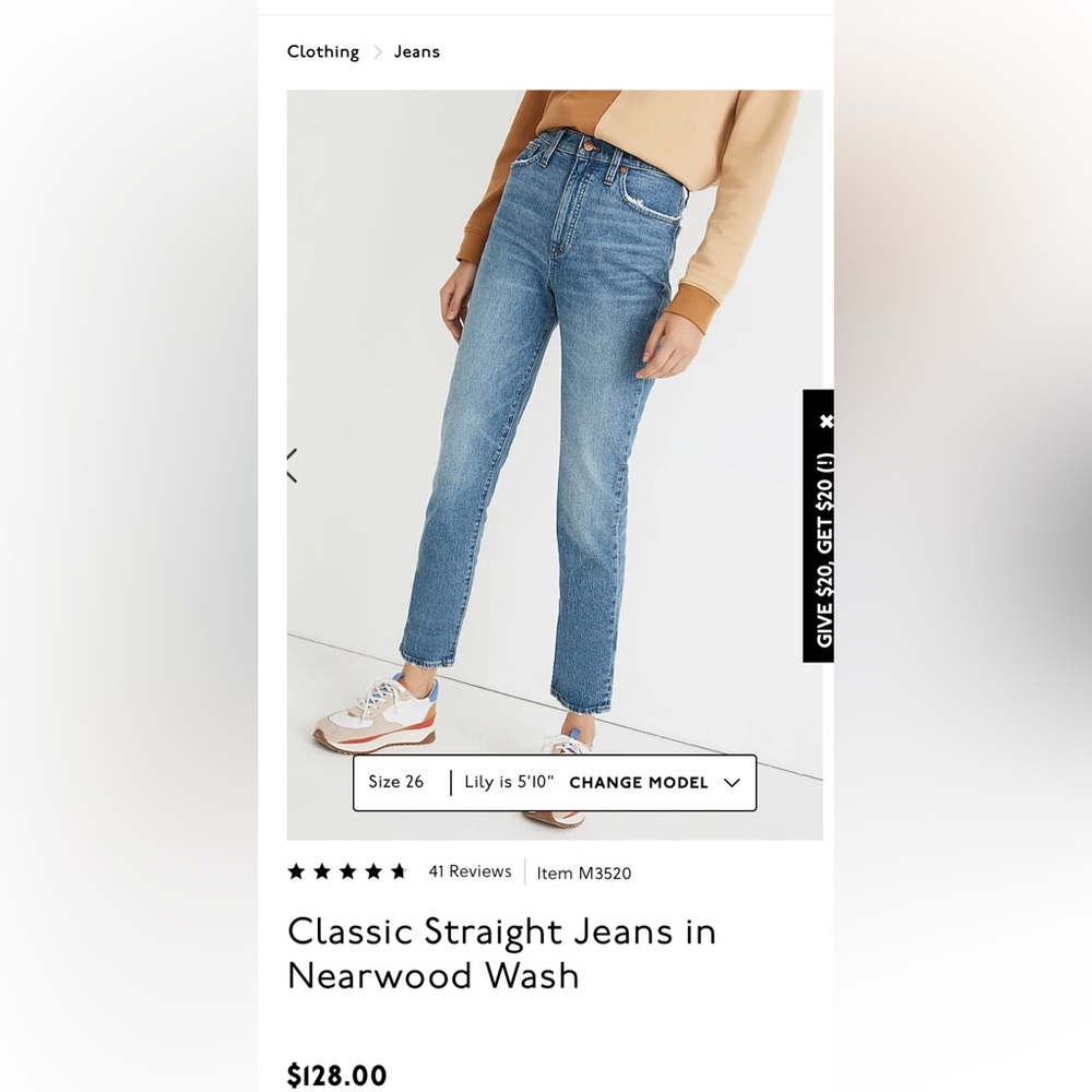 Madewell Size 25 Classic Straight Jean